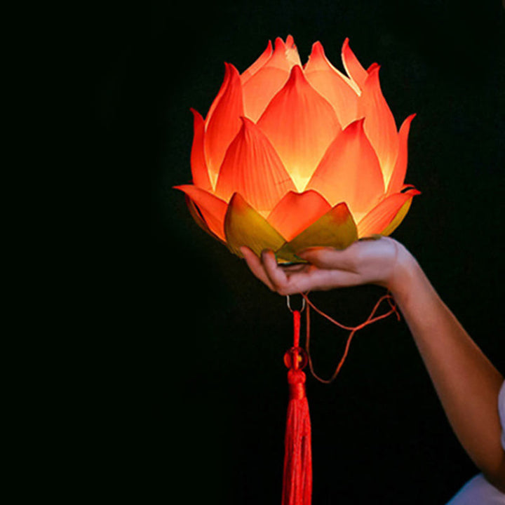 Buddha Stones DIY Kwiat Lotosu Smok Latarnia Lampa Tassel Dekoracja
