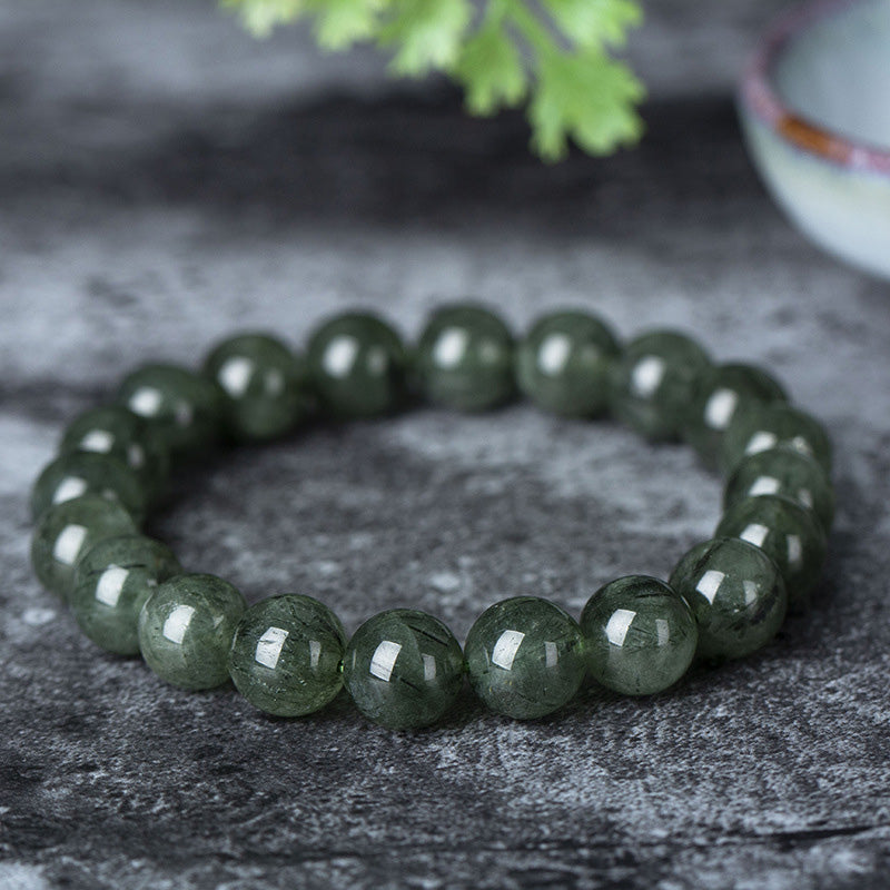 Bransoletka z naturalnego zielonego kryształu Buddha Stones Blessing Wealth - Ciemnozielony - 10 mm - image 7