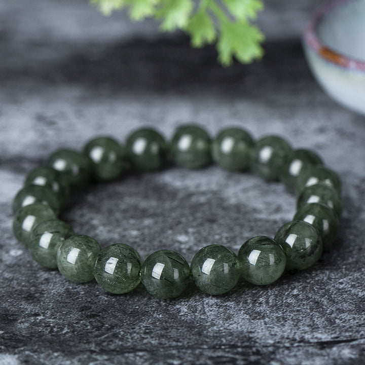 Bransoletka z naturalnego zielonego kryształu Buddha Stones Blessing Wealth - Ciemnozielony - 10 mm - image 7