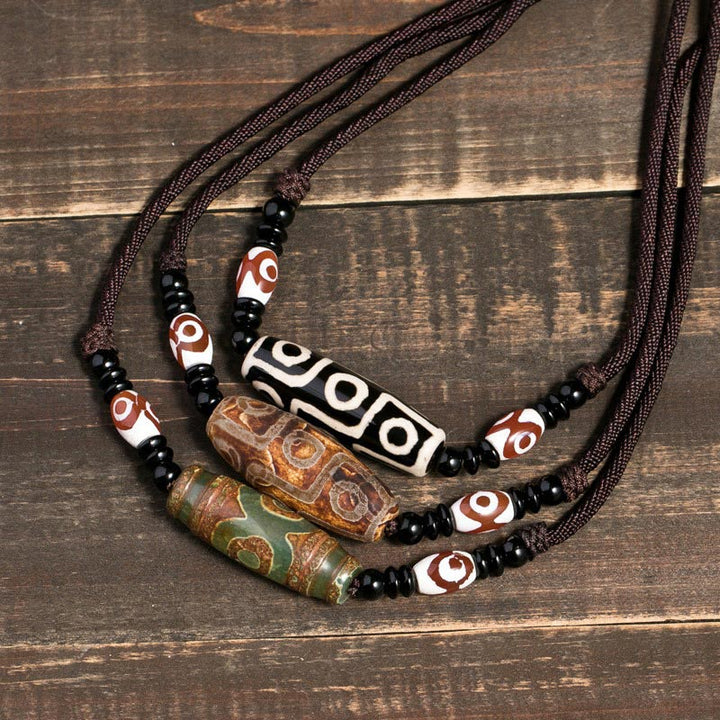 Naszyjnik z Buddha Stones z dziewięcioma oczami i koralikami Dzi - image 0