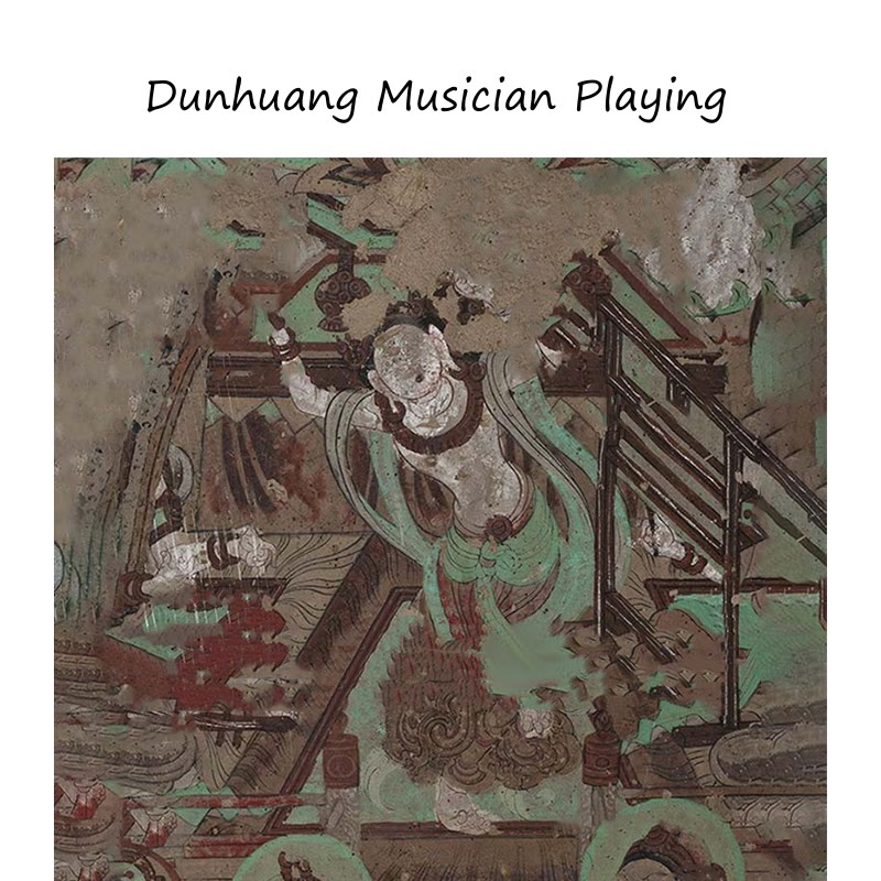 Buddha Stones Dunhuang Muzyk grający na freskach 100% jedwabny szal morwowy Premium Grade 6A Dunhuang Jedwabny szal