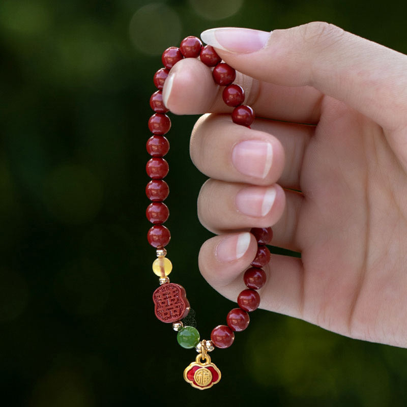 Bransoletka Buddha Stones Cinnabar Happiness Calm