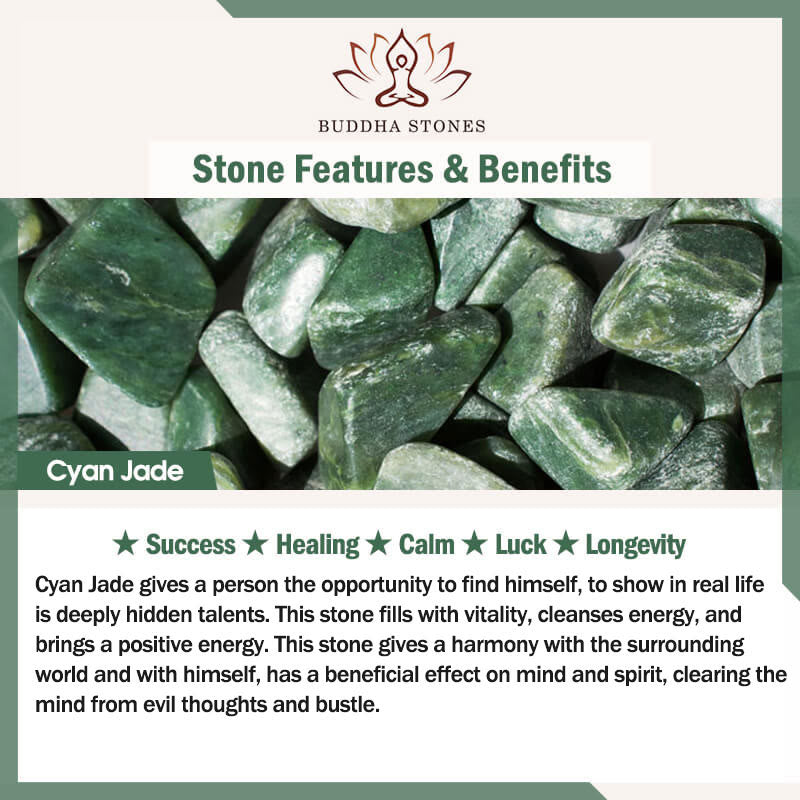 Pierścionek sukcesu z naturalnego cyjanowego jadeitu z rzeźbionym smokiem i Buddha Stones
