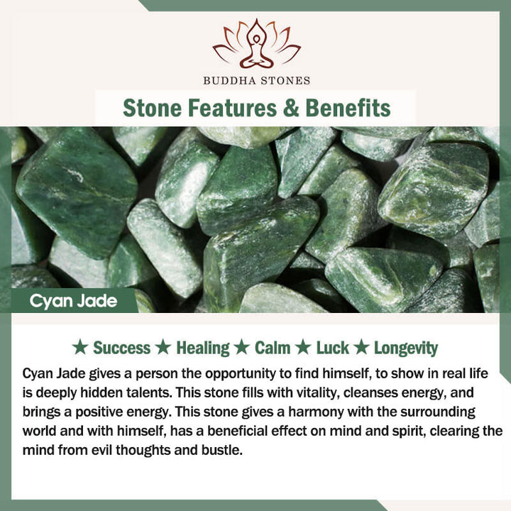 Pierścionek sukcesu z naturalnego cyjanowego jadeitu z rzeźbionym smokiem i Buddha Stones
