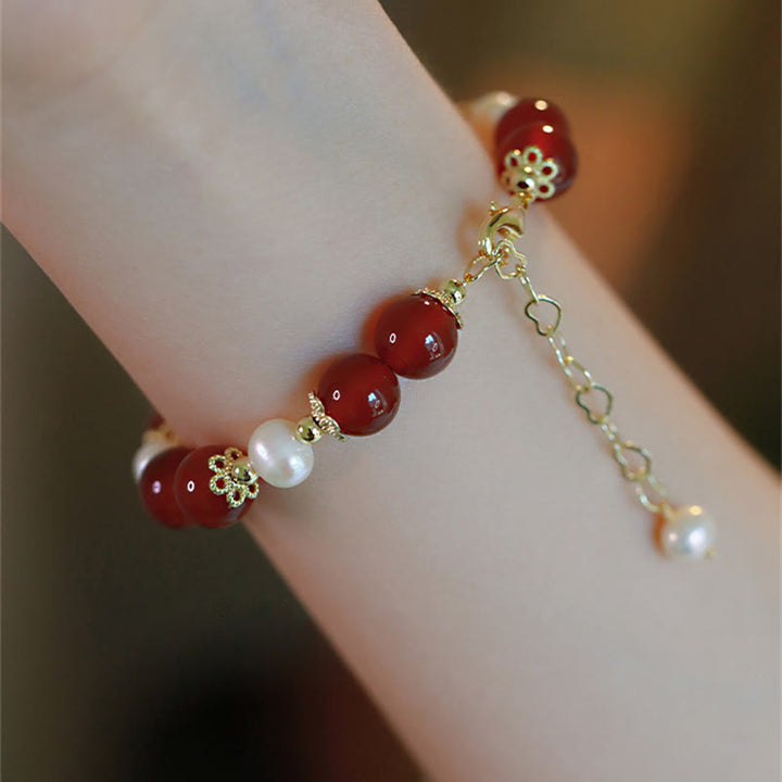 Buddha Stones Red Agat Pearl Confidence Self-accepting