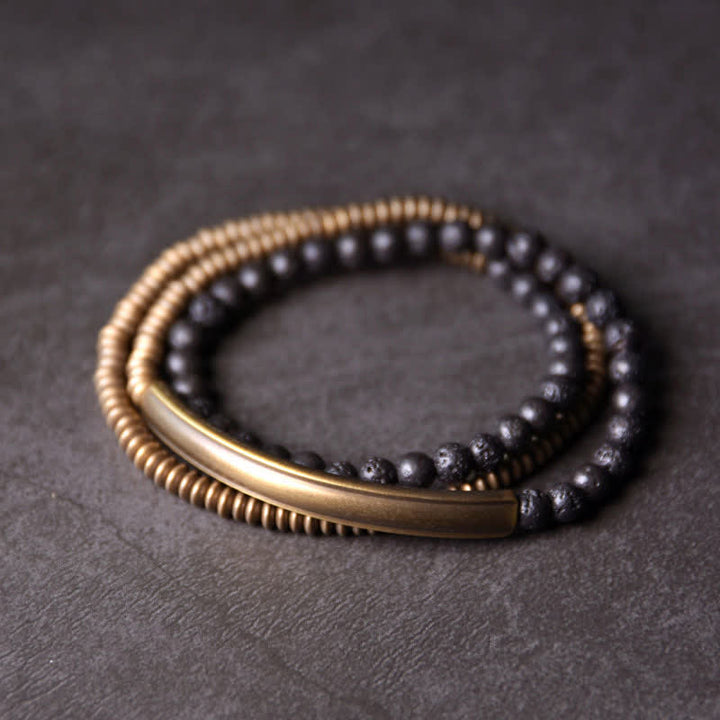 Bransoletka z Buddha Stones Vintage Lava Rock Copper Support