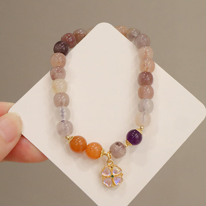 Buddha Stones Naturalne Fioletowe Złote Jedwabne Jade Fioletowe Kwiaty Koraliki Charm Bransoletka Bogactwo