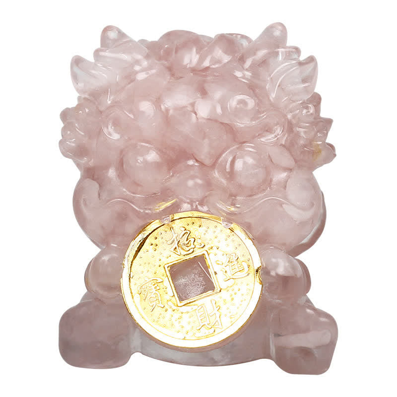 Buddha Stones Ręcznie Robione Słodkie PiXiu Złota Moneta Kryształ Fengshui Energia Bogactwo Fortuna Dekoracja Domu