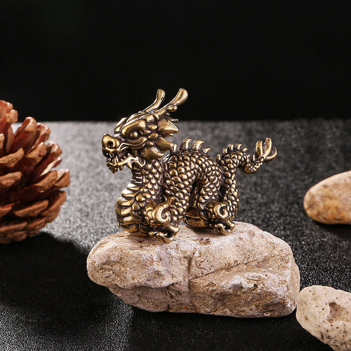 Buddha Stones Rok Smoka Mały Pomyślny Mosiężny Smok Szczęście Sukces Dekoracja Domu