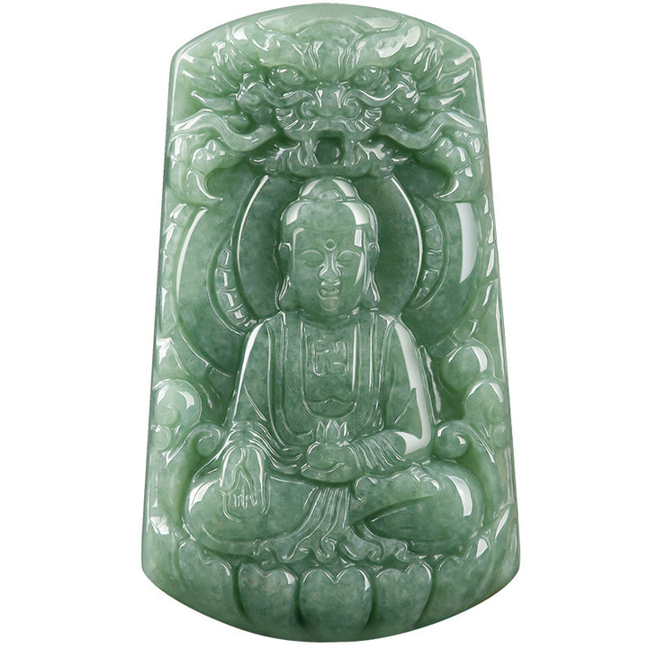 Buddha Stones Tathagata Budda Smok Jadeit Amulet Naszyjnik ze sznurka Spokój
