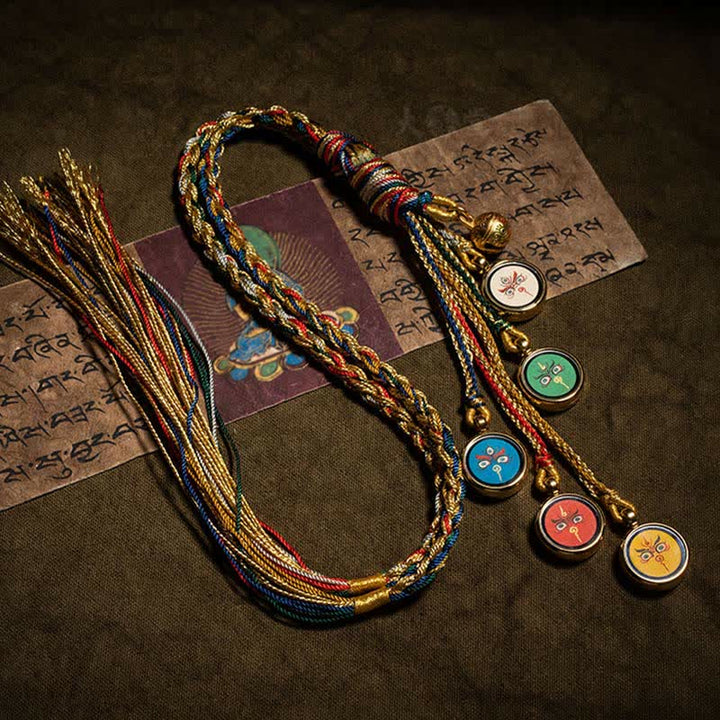 Tybetański ręcznie robiony Pięciu bogów bogactwa Thangka ochrona ściana samochód wiszący dekoracja