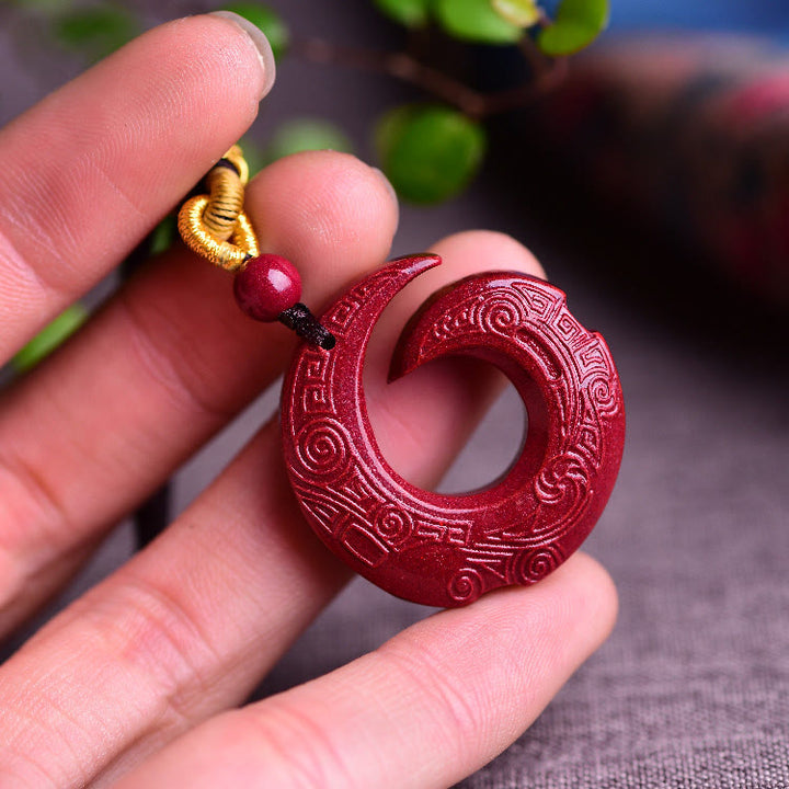 Buddha Stones Szczęście Poprawia Projekt Wzór Naturalny Naszyjnik Błogosławieństwo Cynober Wisiorek