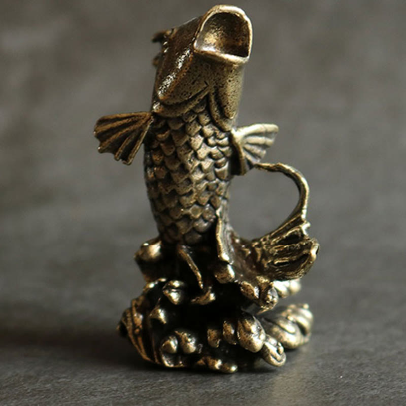 Buddha Stones Ręcznie Robione Małe Ryby Koi Miedź Bogactwo Dekoracja Domu