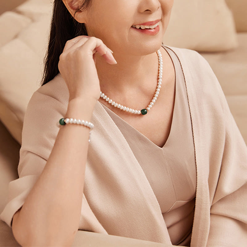 Buddha Stones 925 Srebro Sterlingowe Naturalne Perły Hetian Jade Akwamaryn Mądrość Szczerość Naszyjnik Bransoletka Wisiorek - image 6