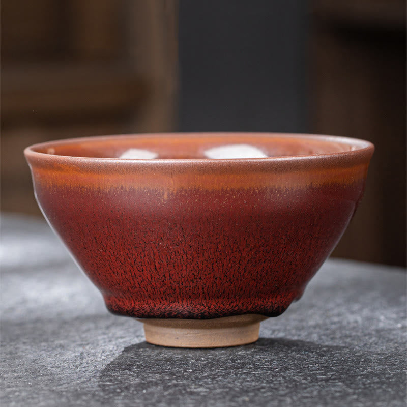 Buddha Stones Vintage Czerwony Brązowy Chiński Jianzhan Porcelanowa Filiżanka Do Herbaty Kung Fu