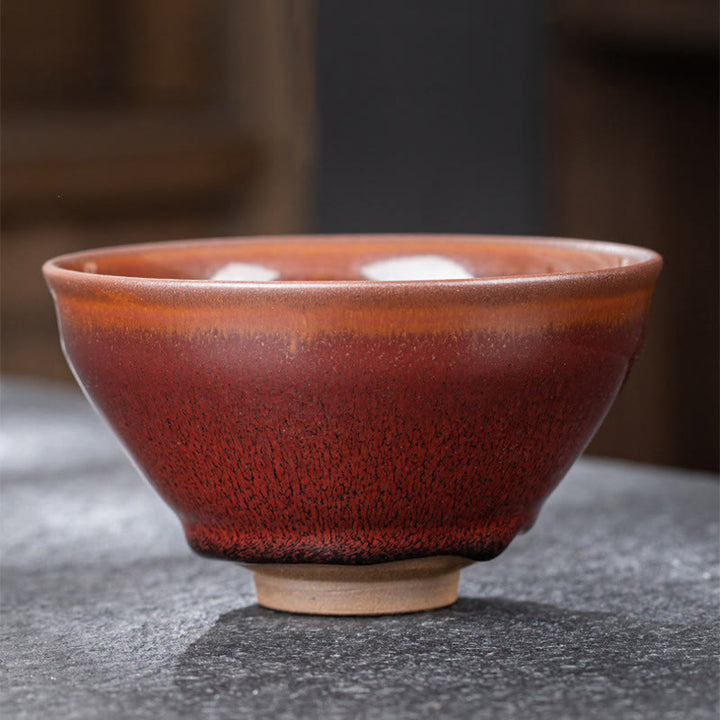 Buddha Stones Vintage Czerwony Brązowy Chiński Jianzhan Porcelanowa Filiżanka Do Herbaty Kung Fu