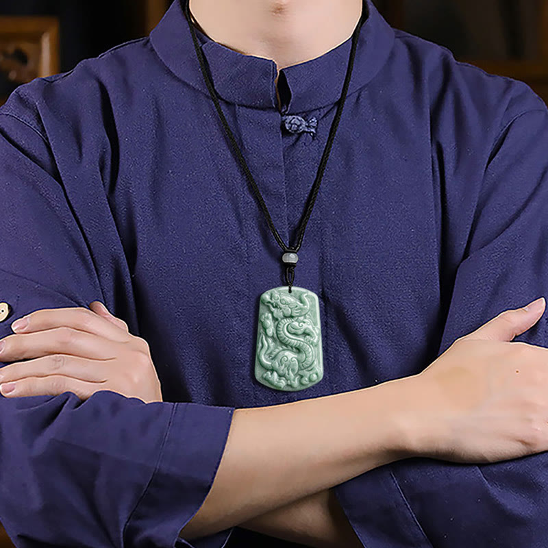 Buddha Stones Rok Smoka Chiński Zodiak Smok Jadeit Amulet Sukcesu Naszyjnik Wisiorek