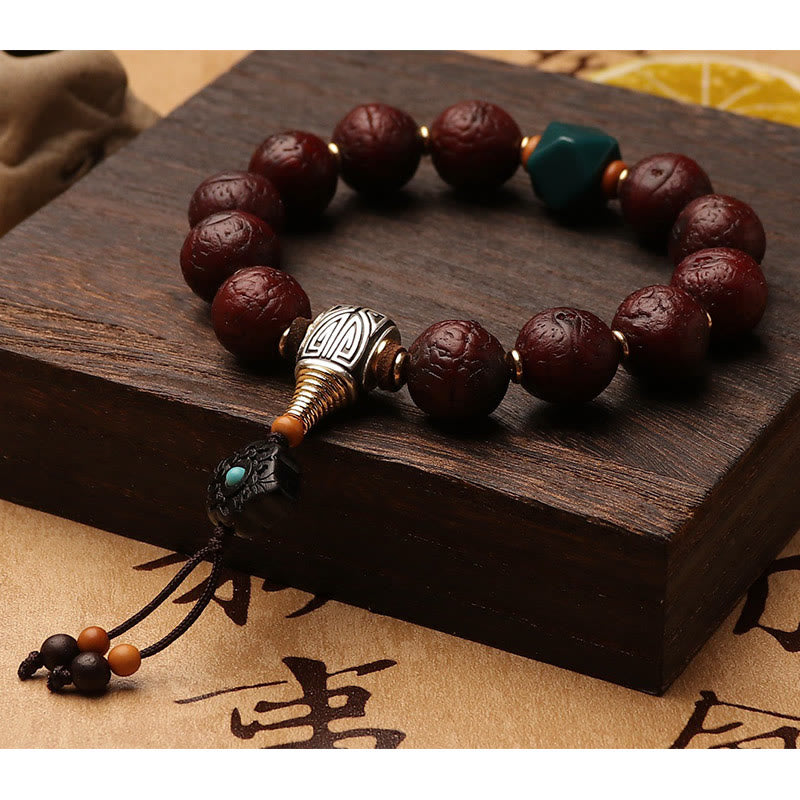 Buddha Stones Tybetańskie Nasiona Bodhi Agat Koralik Szczęście Bogactwo Tassel Charm Nadgarstek Mala