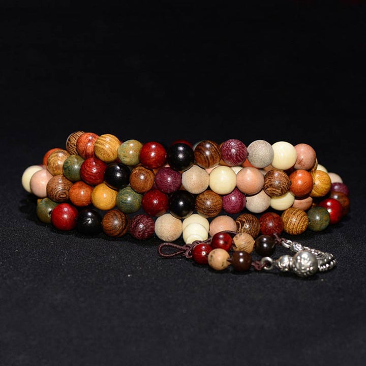Buddha Stones 108 Koralików Wenge Drewno Mala Błogosławieństwo Medytacja Bransoletka
