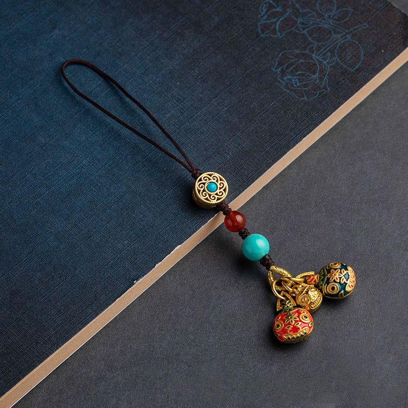 Buddha Stones Złoto Połykanie Bestii Rodzina Szczęście Samochód Brelok Telefon Wiszący Dekoracja