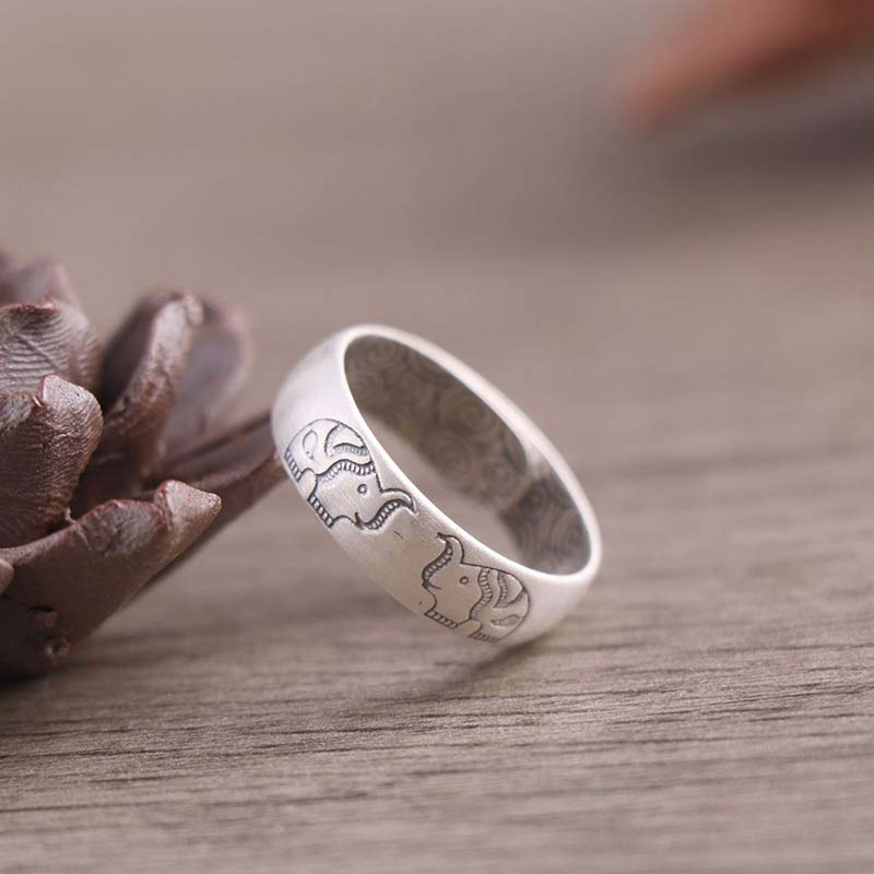 Buddha Stones 999 Srebro Sterlingowe Lotus Elephant Sześć Prawdziwych Słów Pierścień Błogosławieństwa - image 7