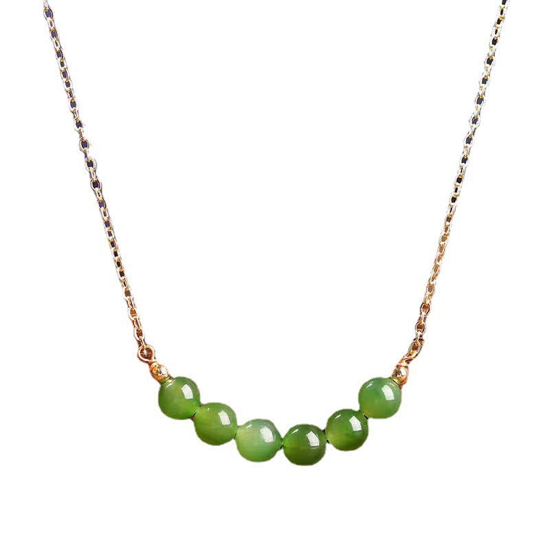 Naszyjnik z koralików Hetian Cyan Jade wykonany ze złota 14k
