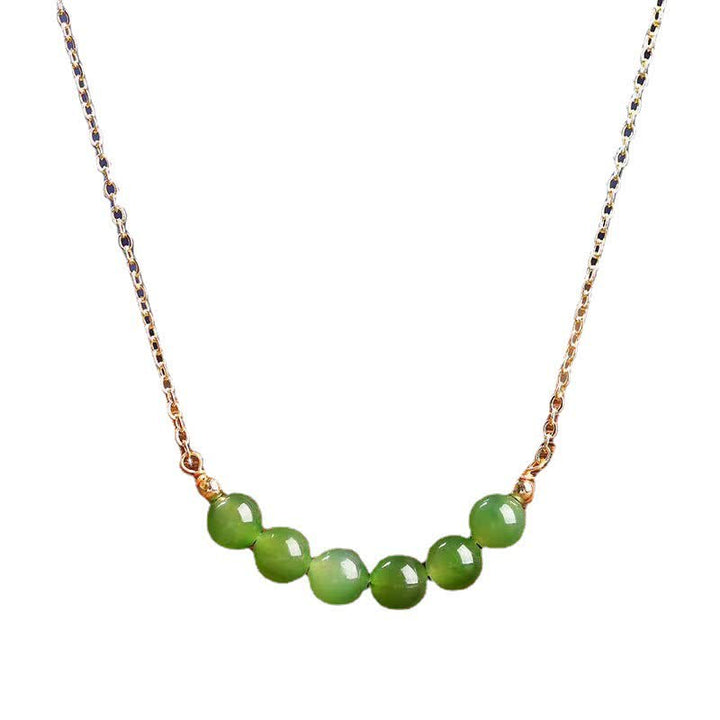 Naszyjnik z koralików Hetian Cyan Jade wykonany ze złota 14k