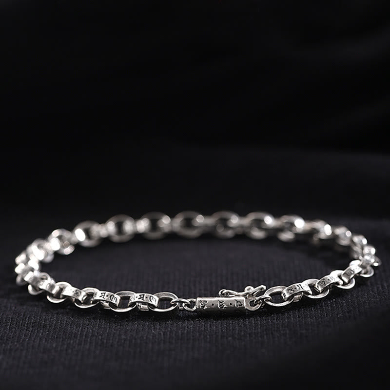 Buddha Stones 925 Srebro Sterlingowe Om Mani Padme Hum Rzeźbiony Projekt Kreatywność Metal Bransoletka - image 8