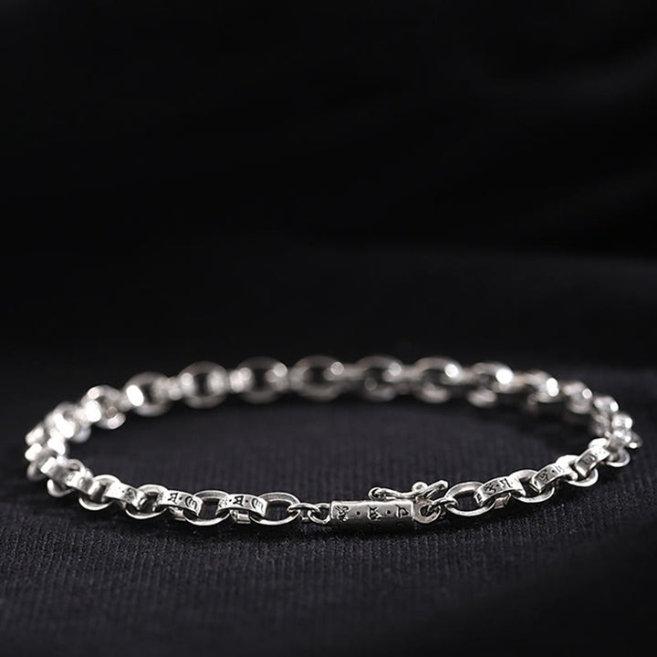 Buddha Stones 925 Srebro Sterlingowe Om Mani Padme Hum Rzeźbiony Projekt Kreatywność Metal Bransoletka - image 8