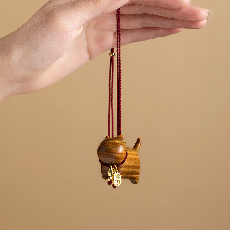 Buddha Stones Drewno Hebanowe Zielone Drzewo Sandałowe Szczęśliwy Kot Fu Charakter Szczęśliwy Dzwonek Fortuny Równowaga Samochód Wiszący Dekoracja - image 10