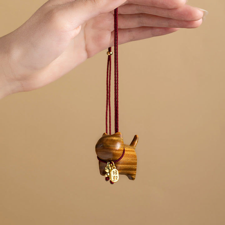 Buddha Stones Drewno Hebanowe Zielone Drzewo Sandałowe Szczęśliwy Kot Fu Charakter Szczęśliwy Dzwonek Fortuny Równowaga Samochód Wiszący Dekoracja - image 10