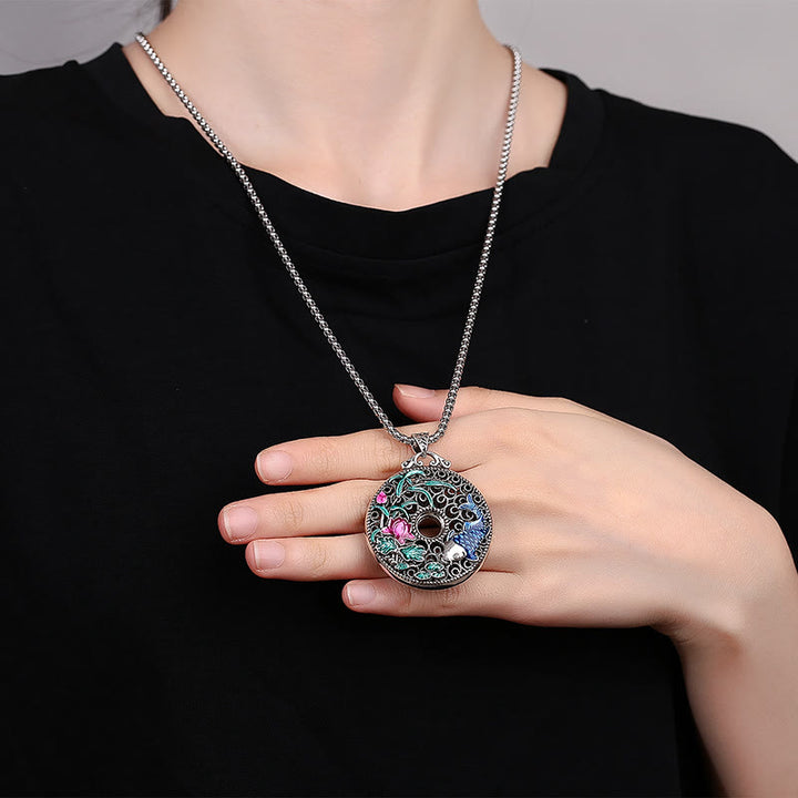 Buddha Stones Koi Ryba Lotos Pokój Klamra Fu Charakter Bogactwo Szczęście Naszyjnik Wisiorek - image 4