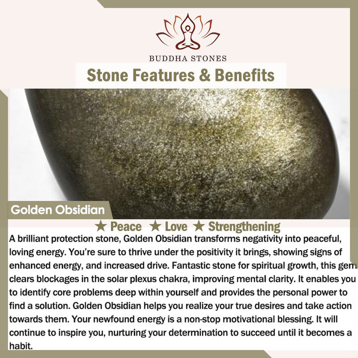 Naszyjnik z Buddha Stones, złoty obsydian, uzdrawiająca energia