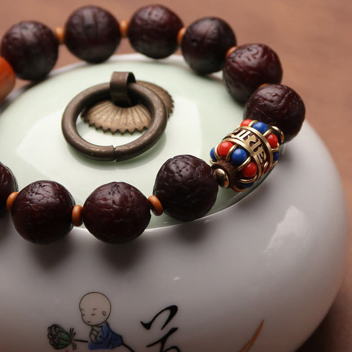 Buddha Stones Tybetańskie Nasiona Bodhi Agat Koralik Szczęście Bogactwo Tassel Charm Nadgarstek Mala