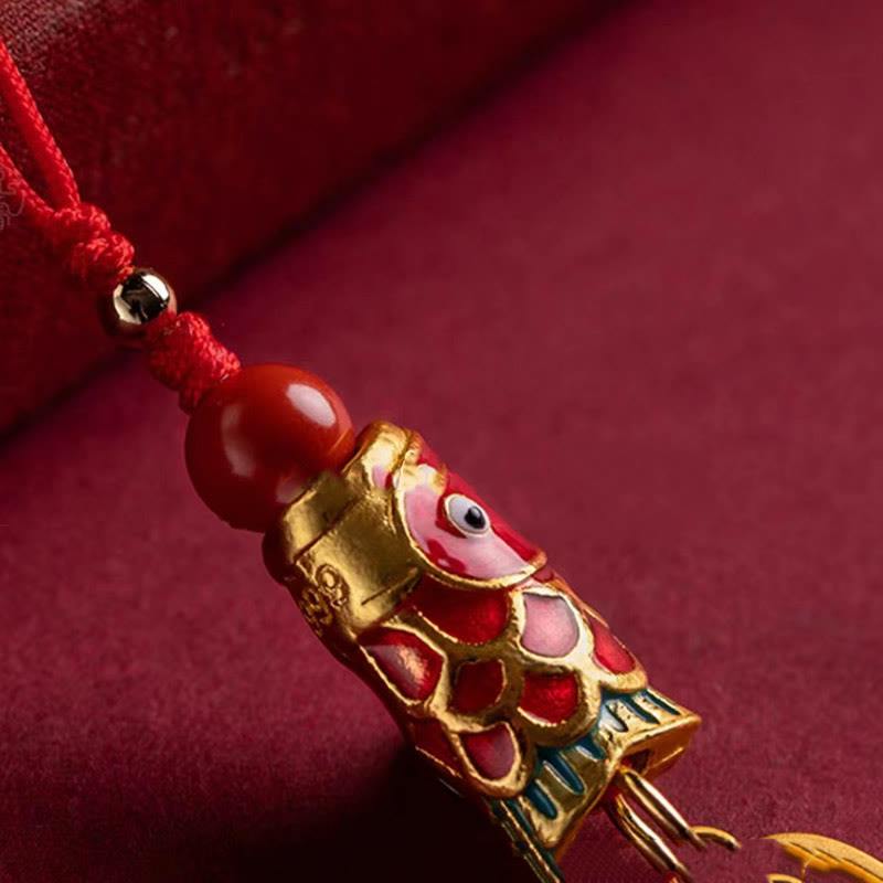 Buddha Stones Koi Ryba Cynober Przyciągający Bogactwo Życzenie Ruyi Urok Szczęścia Telefon Wiszący Dekoracja