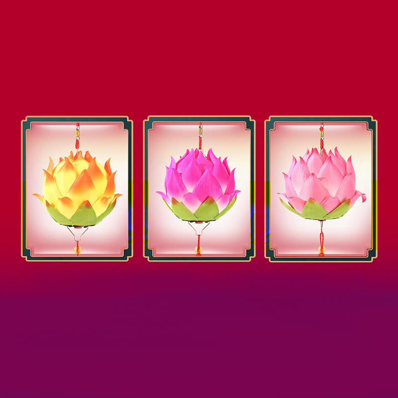 Buddha Stones DIY Kwiat Lotosu Smok Latarnia Lampa Tassel Dekoracja