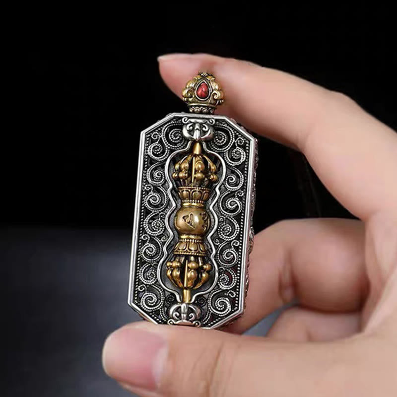Buddha Stones Tybetańskie Om Mani Padme Hum Rzeźbione Dorje Vajra Obrotowy Wzór Lotosu Naszyjnik z Liną Czystości Wisiorek
