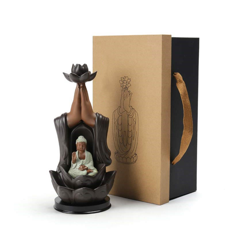 Budda Awalokiteśwara Czenrezig Ksitigarbha Ceramiczny palnik kadzielniczy z błogosławieństwem lotusu