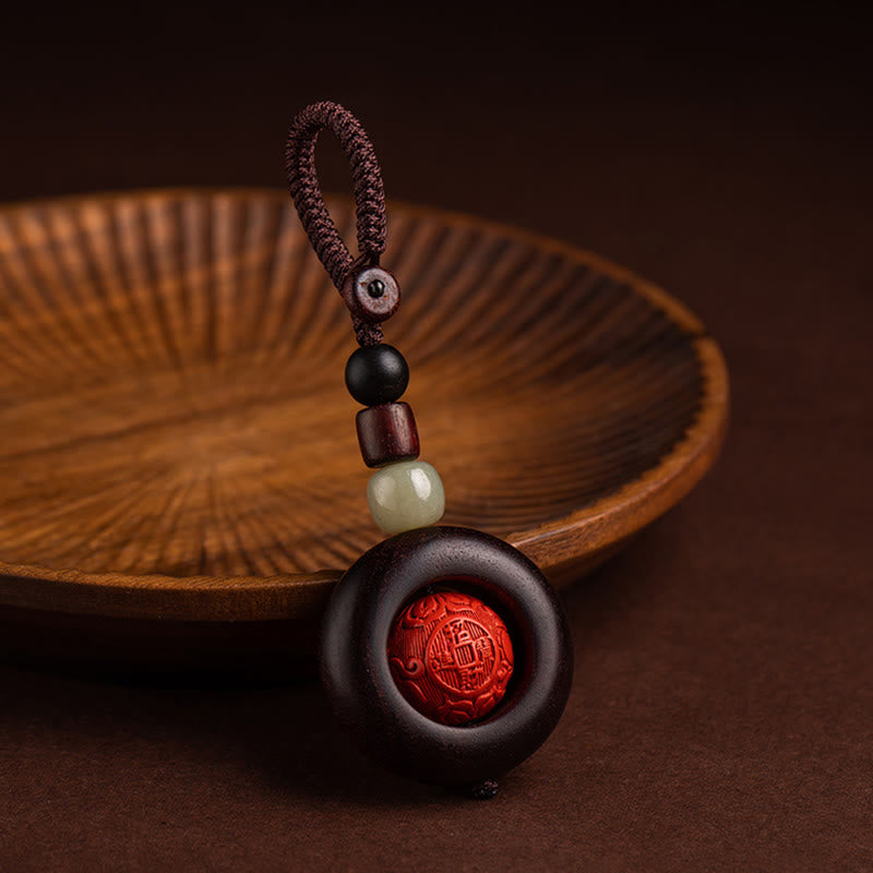 Buddha Stones Tybet Om Mani Padme Hum PiXiu Miedziana Moneta Mały Liść Czerwony Sandałowiec Cynober Ochrona Brelok