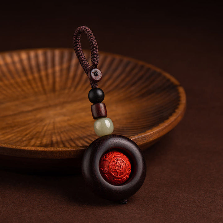 Buddha Stones Tybet Om Mani Padme Hum PiXiu Miedziana Moneta Mały Liść Czerwony Sandałowiec Cynober Ochrona Brelok