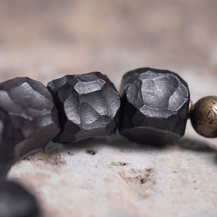 Buddha Stones Orle Oko Kamień Heban Drewno Miedź Pewność Pary Bransoletka