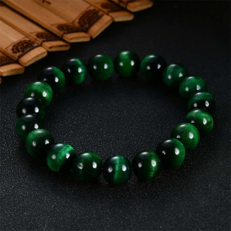 Bransoletka wzmacniająca z Buddha Stones Natural Green Tiger Eye - 14 mm - image 0
