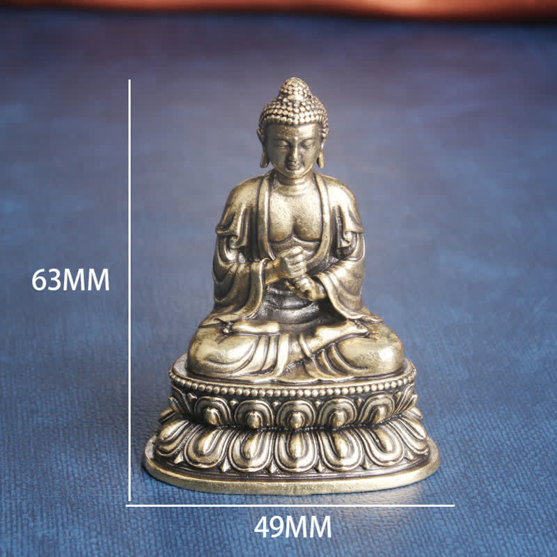 Tathagata Buddha Spokój Miedziana Statuetka Dekoracja - image 7