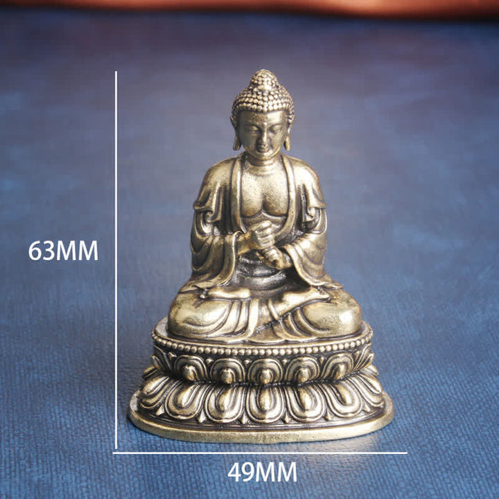 Tathagata Buddha Spokój Miedziana Statuetka Dekoracja - image 7