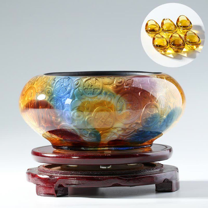 Ręcznie robione miski kryształowe Liuli Treasure Bowl Ingots Art Dekoracja domu - Kolorowy - image 8
