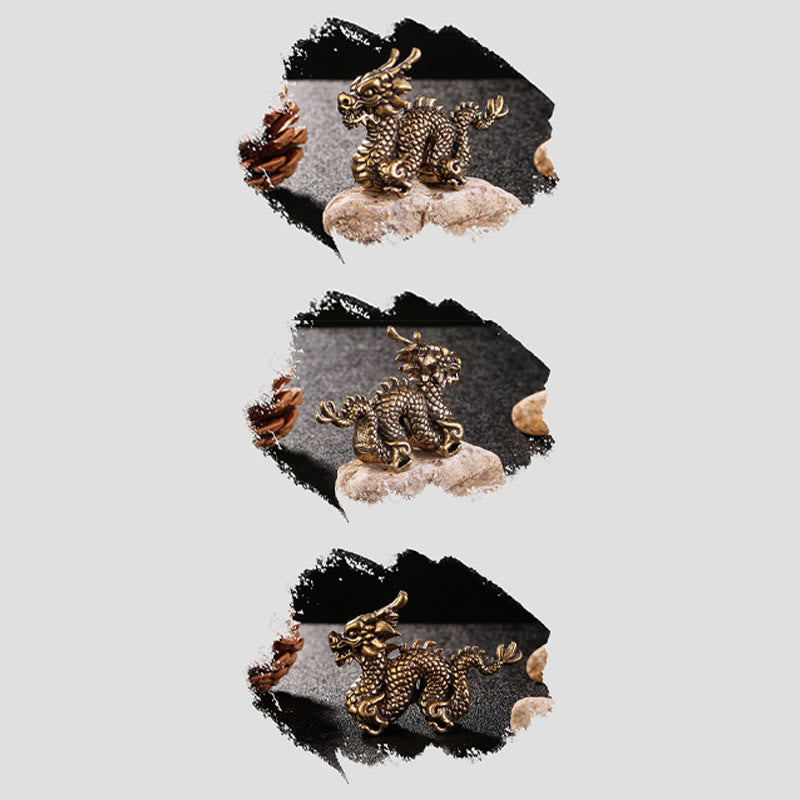 Buddha Stones Rok Smoka Mały Pomyślny Mosiężny Smok Szczęście Sukces Dekoracja Domu - image 9