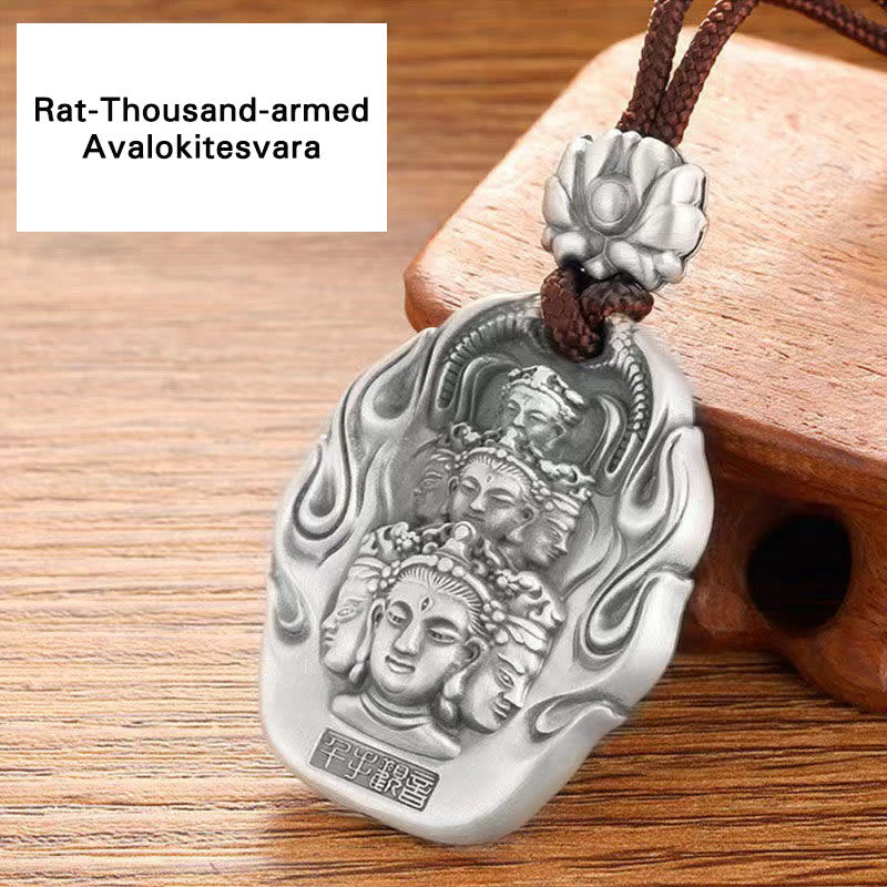 Buddha Stones Chiński Zodiak Natal Budda Om Mani Padme Hum Lotus Współczucie Naszyjnik Wisiorek - Szczur-Tysiącramienny Awalokiteśwara - image 11