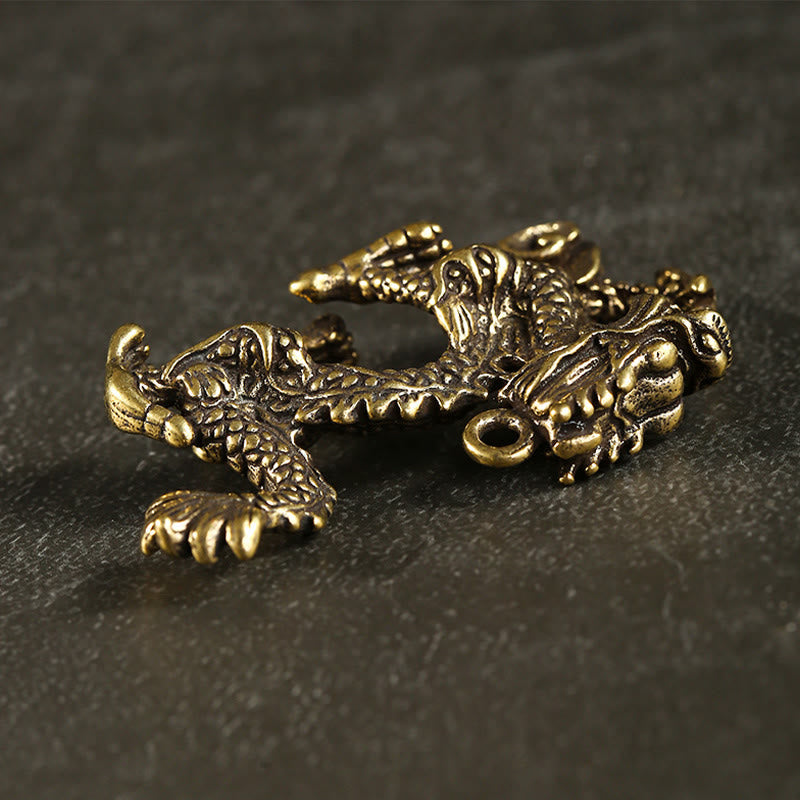 Buddha Stones Rok Smoka Mini Mosiężny Smok Ochrona Szczęścia Dekoracja Domu