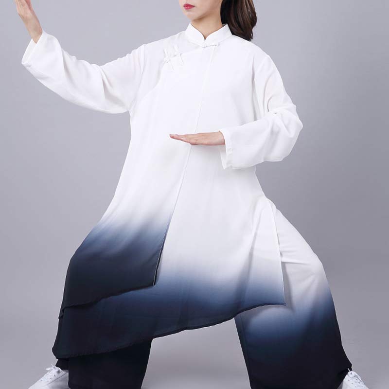 Buddha Stones Gradient Malowanie Medytacja Modlitwa Duchowy Zen Tai Chi Qigong Praktyka Unisex Zestaw Ubrań - image 1