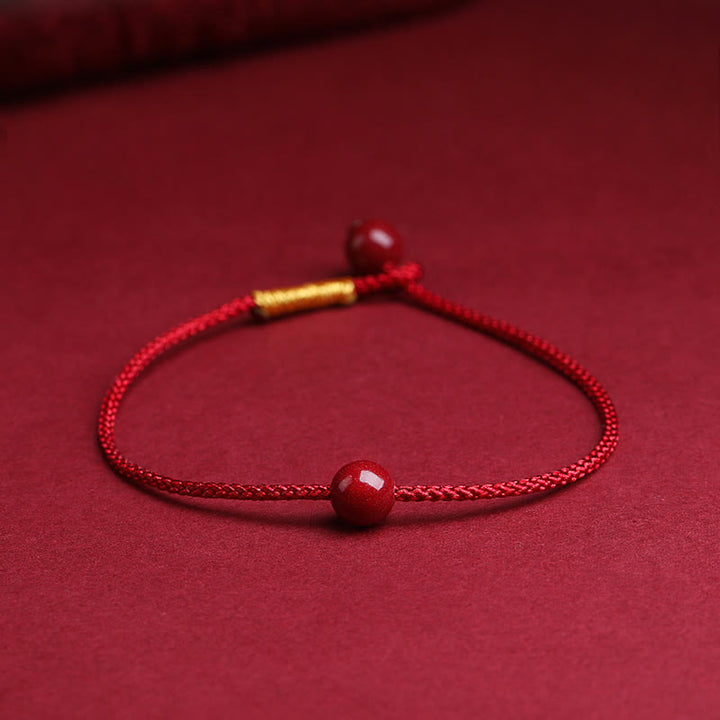 Bransoletka z naturalnego czerwonego agatu Cinnabar Red z Buddha Stones